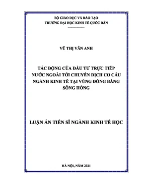 Tác động của đầu tư trực tuyến nước ngoài tới chuyển dịch cơ cấu ngành kinh tế tại vùng đồng bằng sông hồng