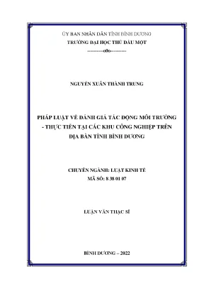 Pháp luật về đánh giá tác động môi trường thực tiễn tại các khu công nghiệp trên địa bàn tỉnh bình dương