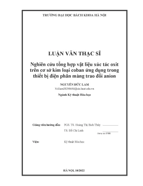 Nghiên cứu tổng hợp vật liệu xúc tác oxit trên cơ sở kim loại coban ứng dụng trong thiết bị điện phân màng trao đổi anion
