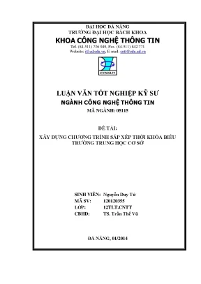 Luận văn xây dựng chương trình sắp xếp thời khóa biểu trường trung học cơ sở