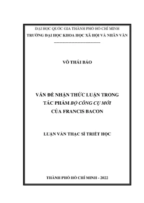 Vấn đề nhận thức luận trong tác phẩm bộ công cụ mới của fracis bacon