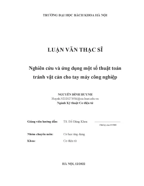 Nghiên cứu và ứng dụng một số thuật toán tránh vật cản cho tay máy công nghiệp