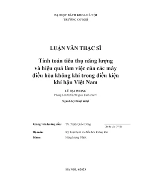 Tính toán tiêu thụ năng lượng và hiệu quả làm việc của các máy điều hòa không khí trong điều kiện khí hậu việt nam