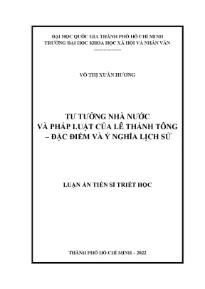 Tư tưởng nhà nước và pháp luật của lê thánh tông đặc điểm và ý nghĩa lịch sử