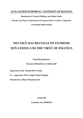 Niccolo machiavelli on extreme situations and the virtu of politics
