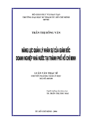 Năng lực quản lý nhân sự của giám đốc doanh nghiệp nhà nước tại thành phố hồ chí minh