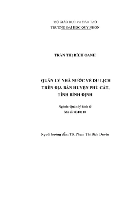 Quản lý nhà nước về du lịch trên địa bàn huyện phù cát tỉnh bình định