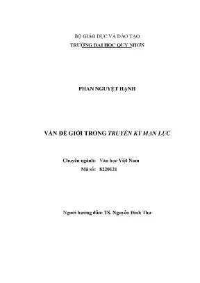 Luận văn thạc sỹ vấn đề giới trong truyền kỳ mạn lục