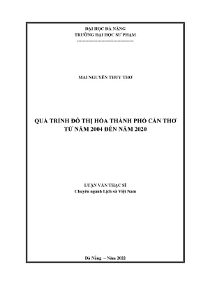 Quá trình đô thị hóa thành phố cần thơ từ năm 2004 đến năm 2020