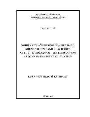 Nghiên cứu ảnh hưởng của biến dạng khung vỏ đến hành khách trên xe buýt 46 chỗ samco be4 theo qcvn 09 và qcvn 102015