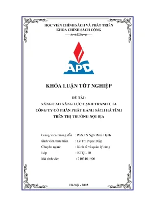 Chuyên ngành kinh tế và quản lý công nâng cao năng lực cạnh tranh của công ty cổ phần phát hành sách hà tĩnh trên thị trường nội địa