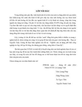 Nghiên cứu sử dụng phế thải công nghiệp tro bay chế tạo bê tông cho đường giao thông nông thôn ở nam bộ đề tài nghiên cứu khoa học sinh viên