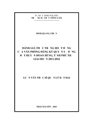 Đánh giá thực trạng hoạt động của văn phòng đăng ký quyền sử dụng đất huyện đoan hùng tỉnh phú thọ giai đoạn 2011 2014