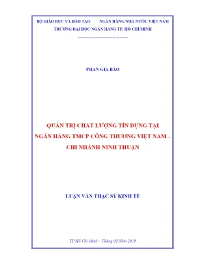 Quản trị chất lượng tín dụng tại ngân hàng tmcp công thương việt nam chi nhánh ninh thuận