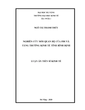 Nghiên cứu mối quan hệ của đầu tư trực tiếp nước ngoài và tăng trưởng kinh tế tỉnh bình định