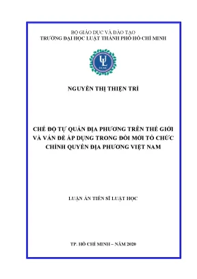 Chế độ tự quản địa phương trên thế giới và vấn đề áp dụng trong đổi mới tổ chức chính quyền địa phương việt nam