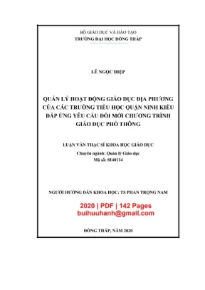 Quản lý hoạt động giáo dục địa phương của các trường tiểu học quận ninh kiều đáp ứng yêu cầu đổi mới chương trình giáo dục phổ thông