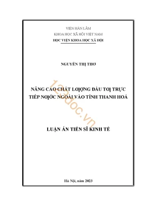 Nâng cao chất lượng đầu tư trực tiếp nước ngoài vào tỉnh thanh hóa 1