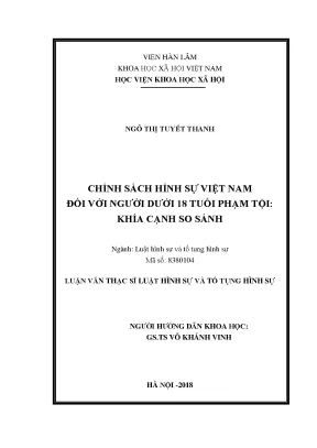 Chính sách hình sự việt nam đối với người dưới 18 tuổi phạm tội khía cạnh so sách
