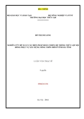 Nghiên cứu đề xuất các biện pháp hoàn thiện hệ thống thủy lợi nội đồng phục vụ xây dựng nông thôn mới ở tỉnh hà tĩnh