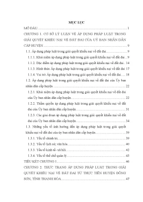 Áp dụng pháp luật trong giải quyết khiếu nại về đất đai từ thực tiễn huyện đông sơn tỉnh thanh hóa