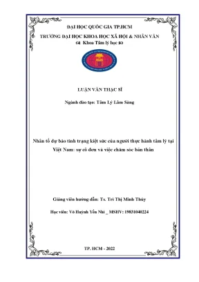 Nhân tố dự báo tình trạng kiệt sức của người thực hành tâm lý tại việt nam sự cô đơn và việc chăm sóc bản thân