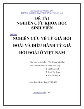 Nghiên cứu về tỷ giá hối đoái và điều hành tỷ giá hối đoái ở việt nam đề tài nghiên cứu khoa học sinh viên