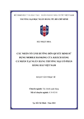 Các nhân tố ảnh hưởng đến quyết định sử dụng mobile banking của khách hàng cá nhân tại ngân hàng tmcp hàng hải việt nam