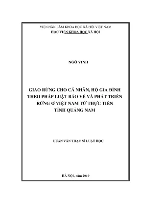 Giao rừng cho cá nhân hộ gia đình theo pháp luật bảo vệ và phát triển rừng ở việt nam từ thực tiễn tỉnh quảng nam