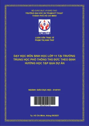 Dạy học môn sinh học lớp 11 tại trường trung học phổ thông thủ đức theo định hướng học tập qua dự án
