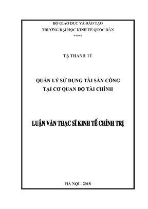 Quản lý sử dụng tài sản công tại cơ quan bộ tài chính