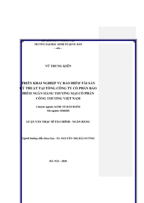 Triển khai nghiệp vụ bảo hiểm tài sản kỹ thuật tại tổng công ty cổ phần bảo hiểm ngân hàng thương mại cổ phần công thương việt nam