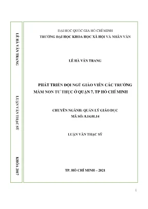 Phát triển đội ngũ giáo viên các trường mầm non tư thục ở quận 7 thành phố hồ chí minh