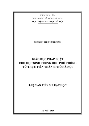 Giáo dục pháp luật cho học sinh trung học phổ thông từ thực tiễn thành phố hà nội