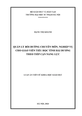 Quản lý bồi dưỡng chuyên môn nghiệp vụ cho giáo viên tiểu học tỉnh hải dương theo tiếp cận năng lực