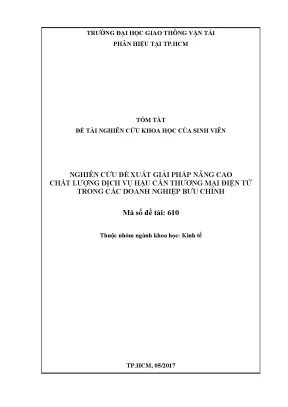 Nghiên cứu đề xuất giải pháp nâng cao chất lượng dịch vụ hậu cần thương mại điện tử trong các doanh nghiệp bưu chính đề tài nghiên cứu khoa học sinh viên