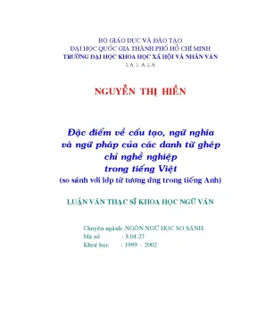 Đặc điểm về cấu tạo ngữ nghĩa và ngữ pháp của các danh từ ghép chỉ nghề nghiệp trong tiếng việt