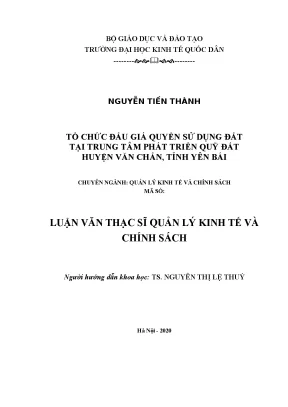 Tổ chức đấu giá quyền sử dụng đất tại trung tâm phát triển quỹ đất huyện văn chấn tỉnh yên bái
