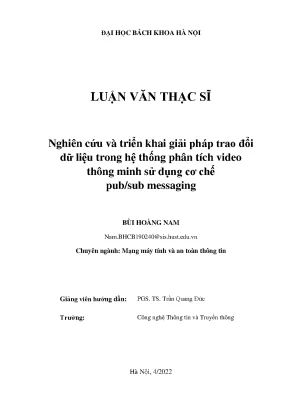 Nghiên cứu và triển khai giải pháp trao đổi dữ liệu trong hệ thống phân tích video thông minh sử dụng cơ chế pub sub messaging
