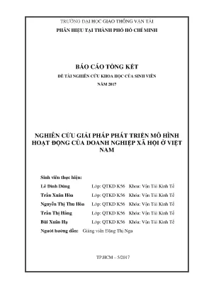 Nghiên cứu giải pháp phát triển mô hình hoạt động của doanh nghiệp xã hội ở việt nam đề tài nghiên cứu khoa học sinh viên