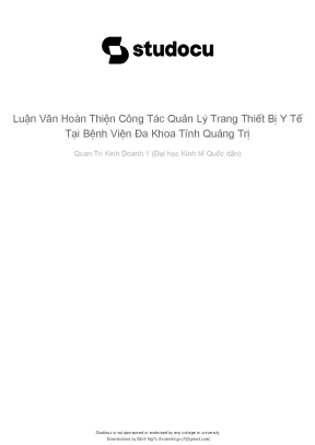 Luan van hoan thien cong tac quan ly trang thiet bi y te tai benh vien da khoa tinh quang tri
