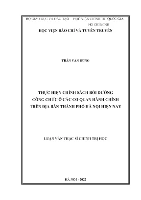 Thực hiện chính sách bồi dưỡng công chức ở các cơ quan hành chính trên địa bàn thành phố hà nội hiện nay
