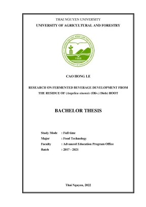 Research on fermented beverage by using the residue of angelica sinensis oliv diels root