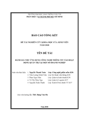 Đánh giá việc ứng dụng công nghệ thông tin vào hoạt động quản trị tại một số doanh nghiệp