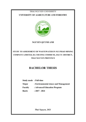 Study to assessment of wastewater in nui phao mining company limited ha thuong commune dai tu district thainguyen province