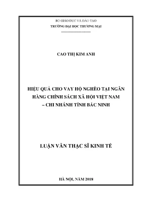 Hiệu quả cho vay hộ nghèo tại ngân hàng chính sách xã hội việt nam chi nhánh tỉnh bắc ninh
