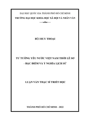 Tư tưởng yêu nước việt nam thời lê sơ đặc điểm và ý nghĩa lịch sử