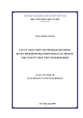 Căn cứ nhân thân người phạm tội trong quyết định hình phạt theo pháp luật hình sự việt nam từ thực tiễn tỉnh bình định