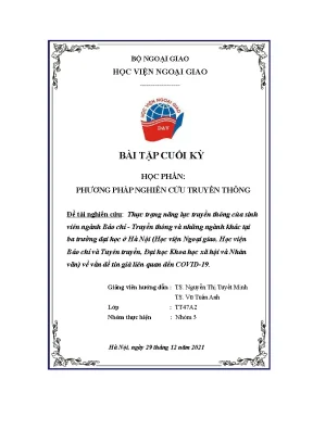 Thực trạng năng lực truyền thông của sinh viên ngành báo chí truyền thông và những ngành khác tại ba trường đại học ở hà nội