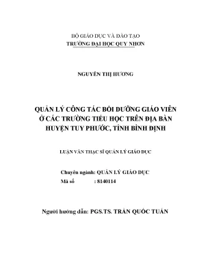 Quản lý công tác bồi dưỡng giáo viên ở các trường tiểu học trên địa bàn huyện tuy phước tỉnh bình định
